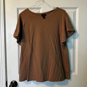 Khaki/Tan Flounce Sleeve Top